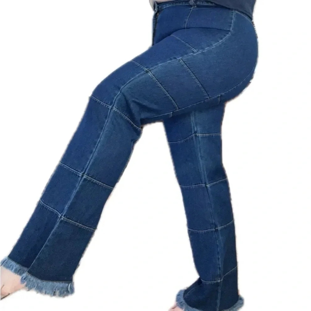 Bill Blass Brittany Patchwork Jeans Size 16 Vintage 90s Dark Denim Streetwear